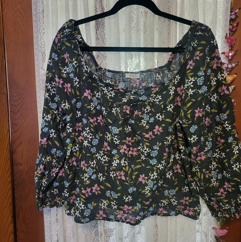 a.n.a Floral Blouse - Black and Multicolor